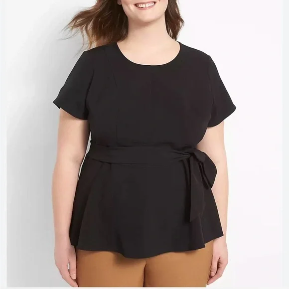 Lane Bryant Black Top - Size 14 with Belt - Excellent Condition - Picture 5 of 6